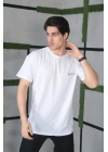 Bisiklet Yaka Baskılı Oversize T-Shirt - Beyaz -