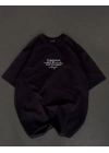 Bisiklet Yaka Baskılı Oversize T-Shirt - Siyah -