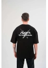 Bisiklet Yaka Baskılı Oversize T-Shirt - Siyah -