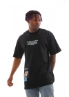 Bisiklet Yaka Baskılı Oversize T-Shirt - Siyah -