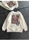Bisiklet Yaka Baskılı SweatShirt - Beyaz -