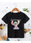 Bisiklet Yaka Kısa Kol   Baskılı T-Shirt - Siyah -