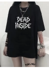 Canlı Harf Baskılı Büyük Boy Oversize Kısa Kollu Tişört - Siyah -