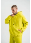 Double Oversize Kapşonlu Basic SweatShirt - Sarı -