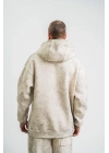 Double Oversize Kapşonlu Yıkamalı SweatShirt - Krem -