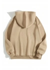 Düz Kapüşonlu Sweat - Bej -