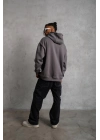 Düz Kapüşonlu Sweat - Gri -