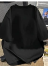 Hafif   Günlük T-Shirt Eğlenceli Karikatür Ayı ve Umrumda Değil Baskı  Siyah -