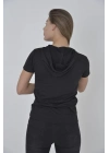 Kapşonlu Slim Fit T-shirt - Siyah -