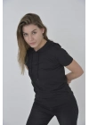 Kapşonlu Slim Fit T-shirt - Siyah -