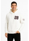 Kapşonlu Sweatshirt Ön  Arka Baskılı - Beyaz -