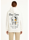 Kapşonlu Sweatshirt – Oversize “Other Lives” Ön  Arka Baskıl Beyaz -