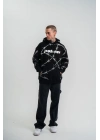 Kapşonlu Varak ve Pano Baskılı SweatShirt- Siyah -