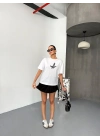 Kısa Kol Baskılı T-shirt - Beyaz -