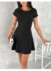 kısa kollu Mini Elbise - Siyah -