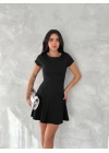 kısa kollu Mini Elbise - Siyah -