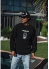 Kışlık Bisiklet Yaka Baskılı SweatShirt - Siyah -