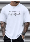ler için Ön Arka Baskılı PERFECTLY günlük Kısa Kol tişört - Beyaz -