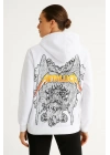 Metallica İki İplik Kapüşonlu Ön ve Arka Baskılı hoodie - Beyaz -