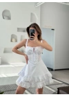 Mini Askılı Elbise - Beyaz -