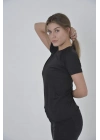 Omuz Fileli Slim Fit T-shirt - Siyah -