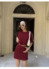 Osy Modal yumuşak dokulu Kumaş Mini Şortlu Etek İkili Takım -Bordo -