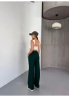 Osy Modal Yumuşak Dokulu Kumaş Nakış işlemeli Rahat Bol Paça Eşofman Pantalon - Yeşil -