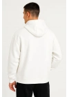 Ovarsize Kapüşonlu  sweatshirt Kanguru Çepli Cıtcıtlı 3 iplik Şardonlu Hoodie - Beyaz -