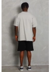 Oversize Düz Bisiklet Yaka T-Shirt - Gri -