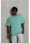 Oversize Düz Bisiklet Yaka T-Shirt - Mint Yeşili -