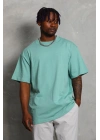 Oversize Düz Bisiklet Yaka T-Shirt - Mint Yeşili -