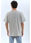 Oversize Taşlı Bisiklet Yaka T-Shirt - Gri -