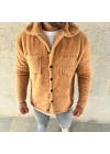 Pelüş Polar Hırka Gömlek  Açık Kahve -