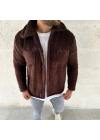 Pelüş Polar Hırka Gömlek - Kahverengi -