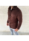 Pelüş Polar Hırka Gömlek - Kahverengi -