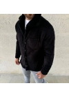 Pelüş Polar Hırka Gömlek - Siyah -
