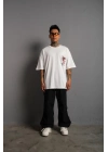 Sırt Baskılı A Kalite Oversize T-shirt - Beyaz -