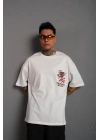 Sırt Baskılı A Kalite Oversize T-shirt - Beyaz -