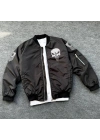Siyah Askeri Tarz Bomber Mont –  , Punisher Skull Detaylı -