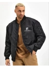 Siyah Bomber Mont – Fergolli Logo Baskılı -