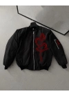 Siyah Bomber Mont – Kırmızı -
