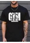 Sporda Günlük Hayata Giyilebilir GYM Baskılı Oversize Bisiklet Yaka   T-shirt - Siyah -