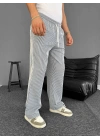 Su Yolu Çizgili Cepli Pantalon Yazlık - Gri -