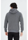 Tam Fermuarlı Kapşonlu  SweatShirt - Füme -
