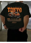 Turuncu Spor Araba Grafik Tişört - TOKYO Baskılı- Siyah -