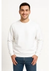 Üç İplik Düz Bisiklet Yaka SweatShirt - Beyaz -