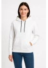 Üç İplik Kapüşonlu Kanguru Çepli SweatShirt hoodie - Beyaz -