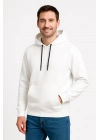 Üç İplik Kapüşonlu Kanguru Cepli SweatShirt hoodie - Beyaz -