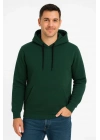 Üç İplik Kapüşonlu Kanguru Cepli SweatShirt hoodie - Haki -