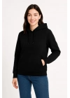 Üç İplik Kapüşonlu Kanguru Cepli Sweatshirt hoodie - Siyah -